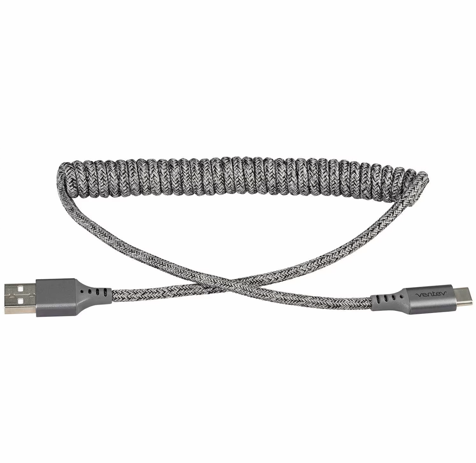 Charge/Sync Helix Coiled USB-C Cable 1ft Grey