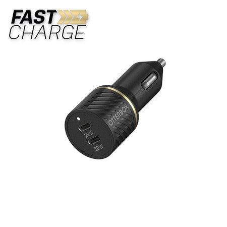Otterbox - Dual USB Premium Fast Charge Car Charger Power Delivery 30W + PD 20W (Black)