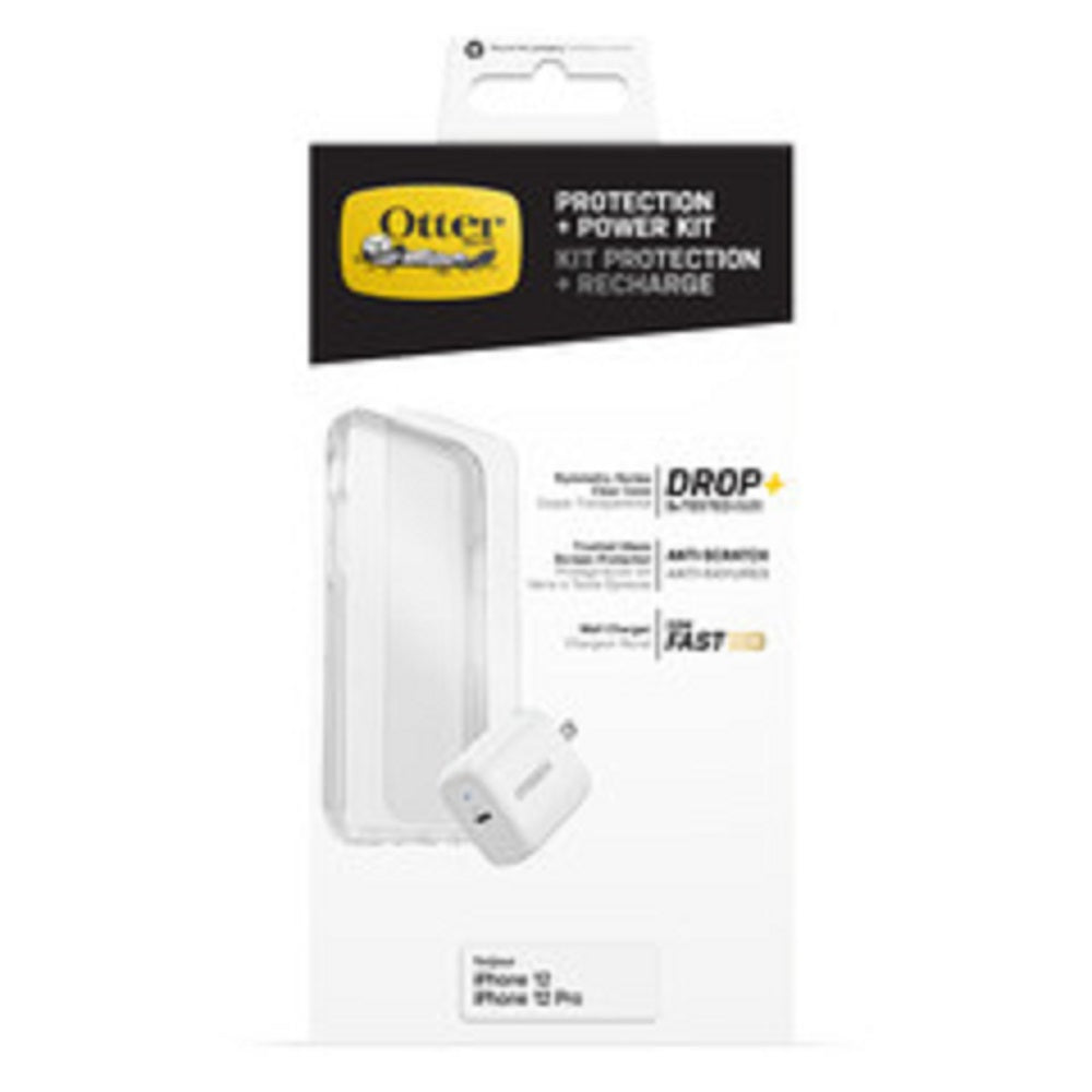 Otterbox - Protection+Power Kit (Symmetry Clear with Trusted Glass and temporary replacement Wall Charger 20W White) for iPhone 12/12 Pro
