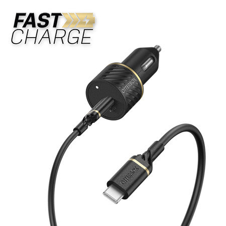 Otterbox - Fast Charge Power Delivery Car Charger USB-C 20W with USB-C Cable 3.3ft (Black)