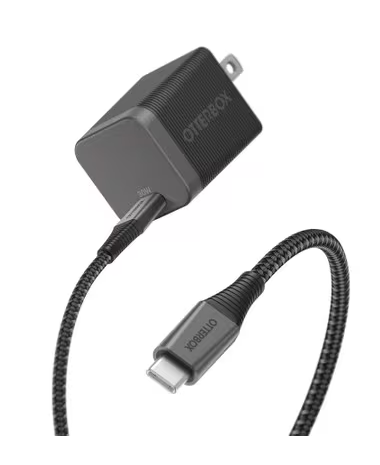 OtterBox - Premium Pro Wall Charger 30W USB-C GaN with USB-C Cable 6ft Nightshade (Black)