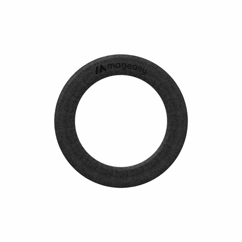A picture of a black magsafe mounting ring.