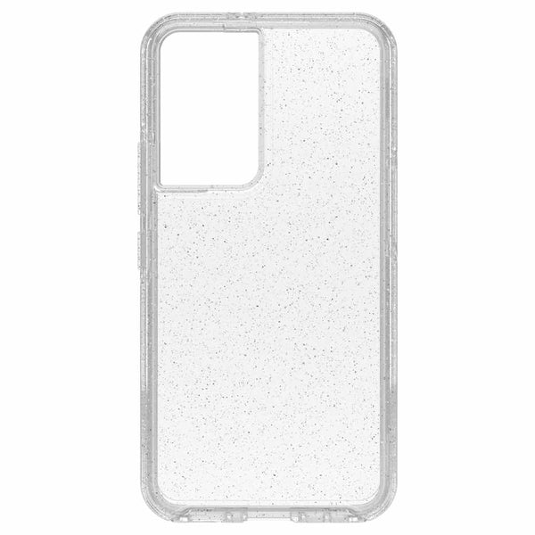 Clear Otterbox Symmetry case with silver flakes for the Samsung Galaxy S22. #color_silver flake