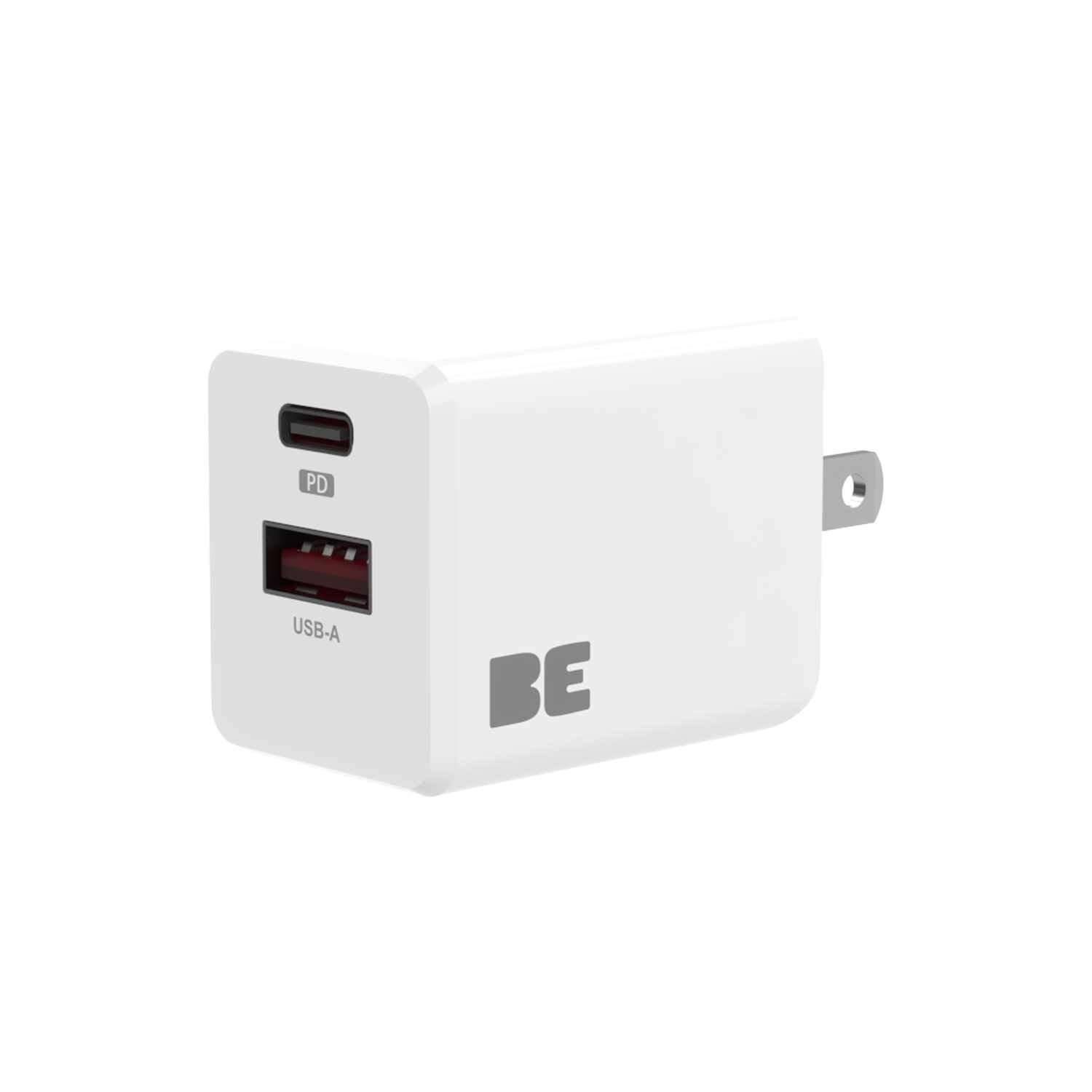 Blu Element Wall Charger Dual USB-C 20W PD and USB-A White