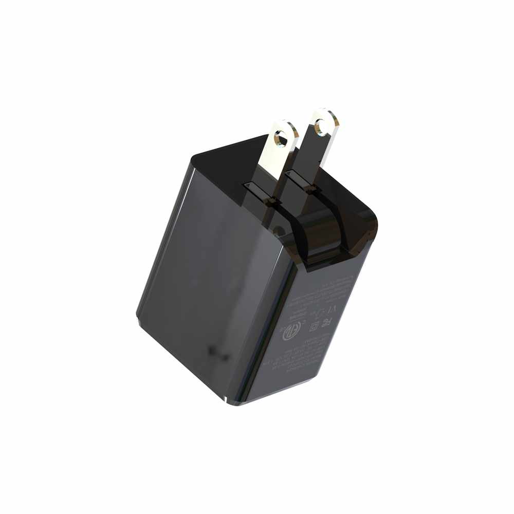 Blu Element Wall Charger Dual USB-C 20W PD and USB-A Black Bulk Packaging