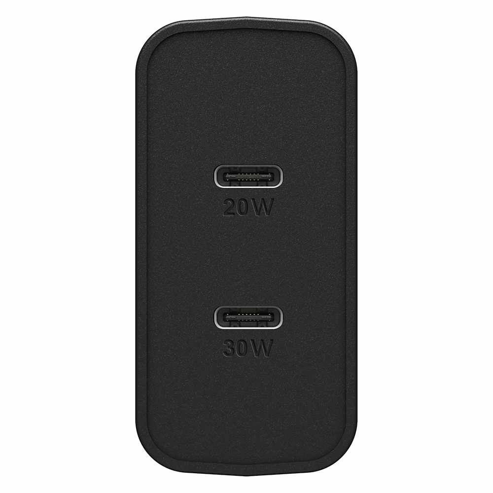 OtterBox Dual USB Power Delivery Wall Charger USB-C 30W + USB-C 20W Black