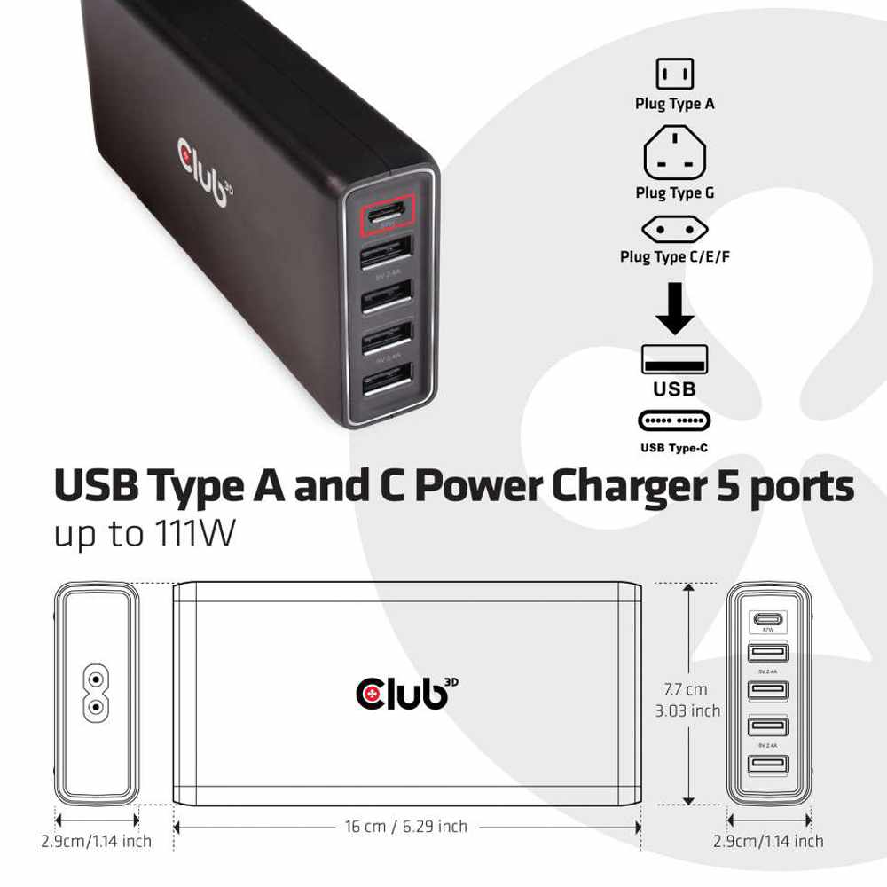 Club3D USB-C to USB-C 100W+ Cable Black