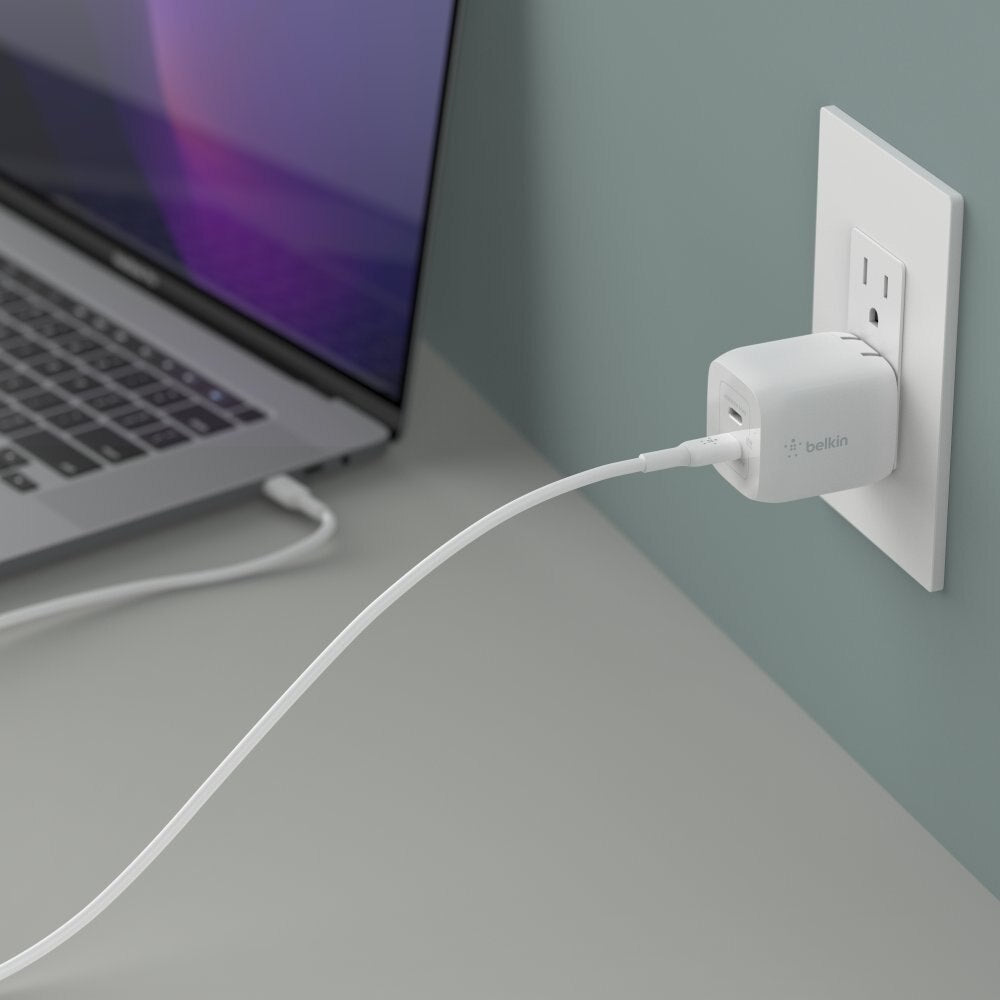 Belkin BoostCharge Wall Charger 45W PPS 2-Ports USB-C GaN White
