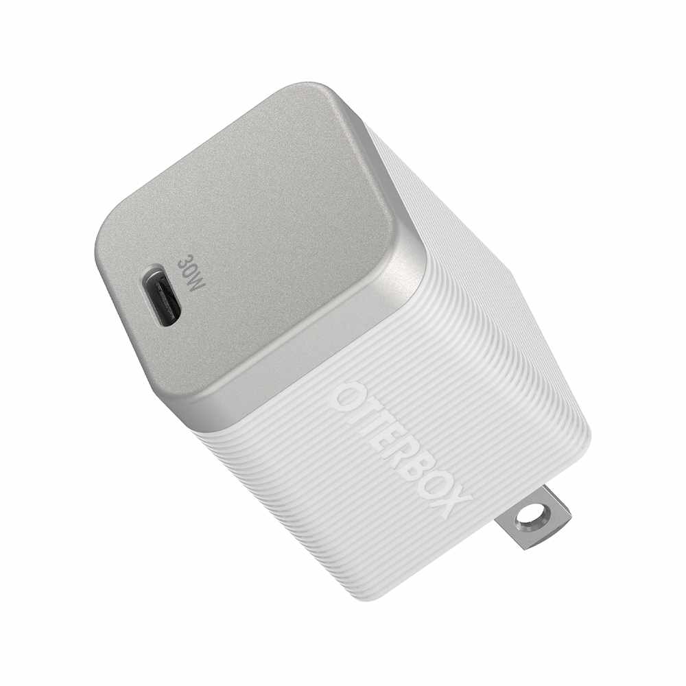 OtterBox Premium Pro Wall Charger 30W GaN PD/PPS USB-C White with Foldable Prongs