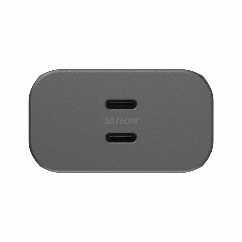 OtterBox Premium Pro Wall Charger 60W GaN PD/PPS 2-port USB-C Black w/ Foldable Prongs