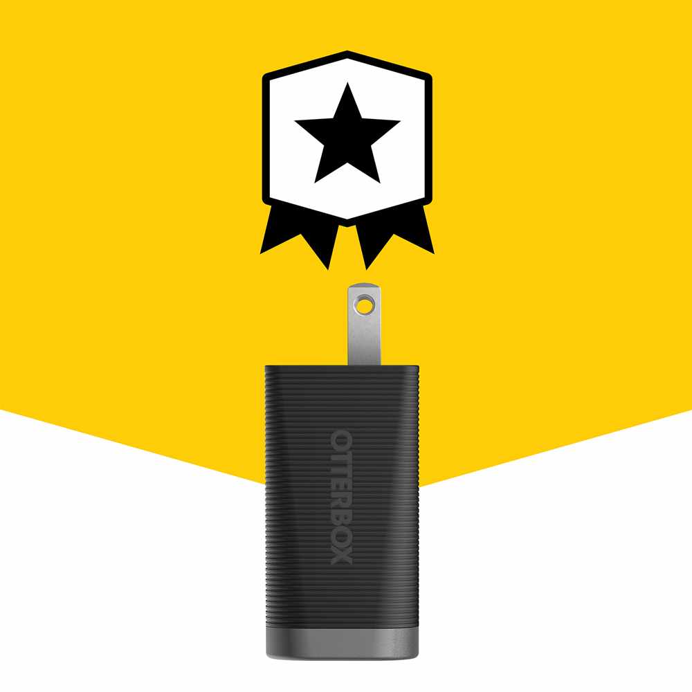 OtterBox Premium Pro Wall Charger 60W GaN PD/PPS 2-port USB-C Black w/ Foldable Prongs