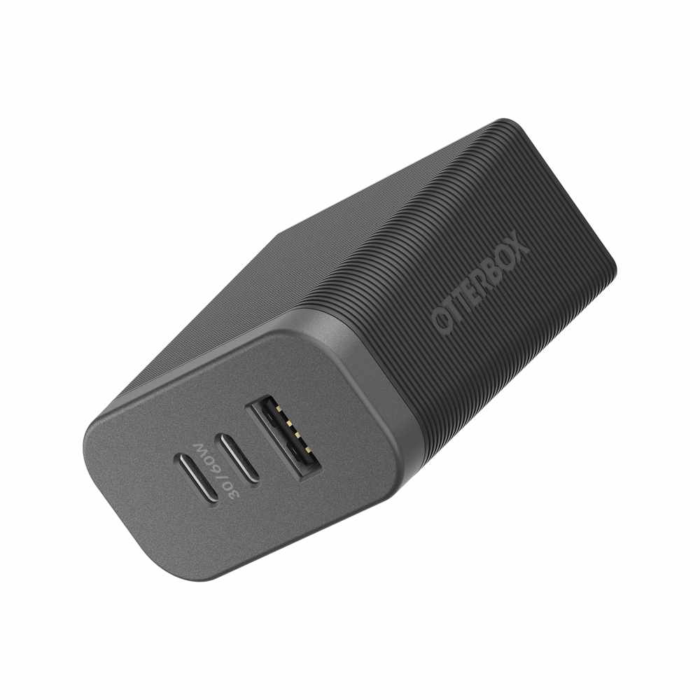OtterBox Premium Pro Wall Charger 72W PD/PPS 2-Port USB-C & USB-A Black with Foldable Prongs