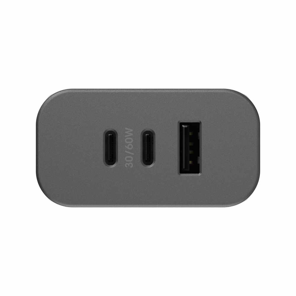 OtterBox Premium Pro Wall Charger 72W PD/PPS 2-Port USB-C & USB-A Black  w/ Foldable Prongs