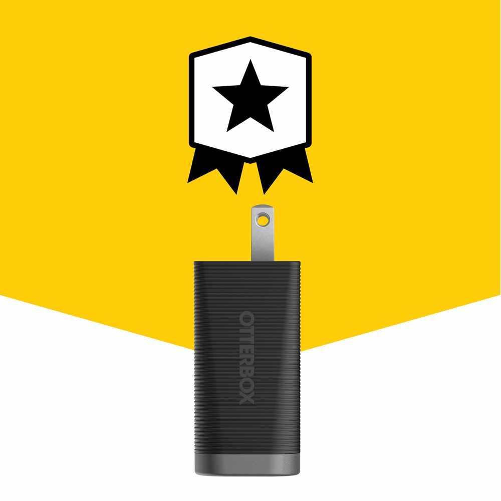 OtterBox Premium Pro Wall Charger 72W PD/PPS 2-Port USB-C & USB-A Black with Foldable Prongs