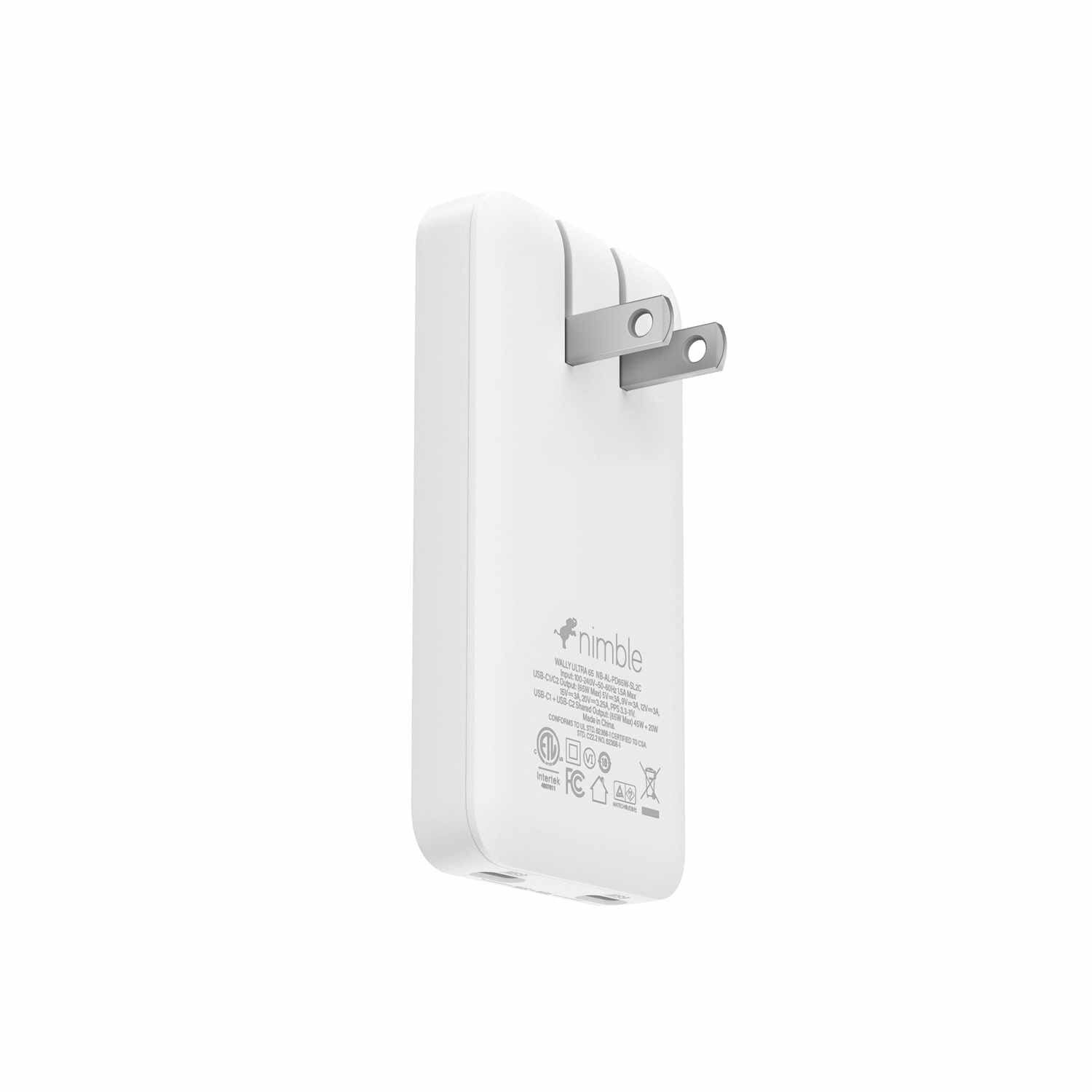Nimble Wally Ultra Wall Charger 65W PD/PPS/GAN 2-Ports USB-C White