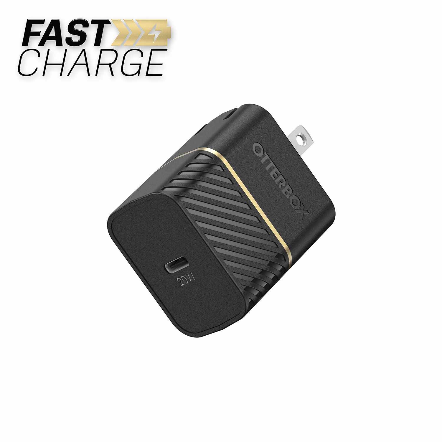 OtterBox Wall Charger 20W USB-C PD with Foldable Prongs Black Shimmer