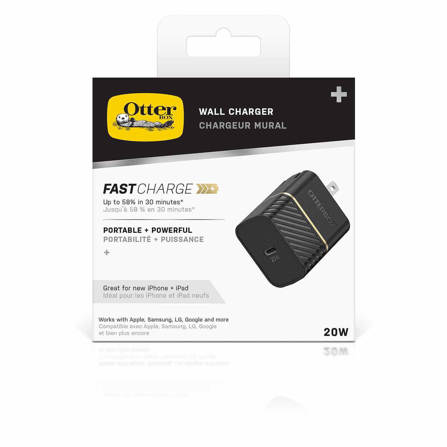OtterBox Wall Charger 20W USB-C PD with Foldable Prongs Black Shimmer