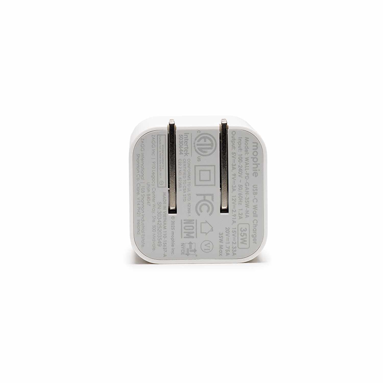 mophie Wall Charger 35W PD USB-C White