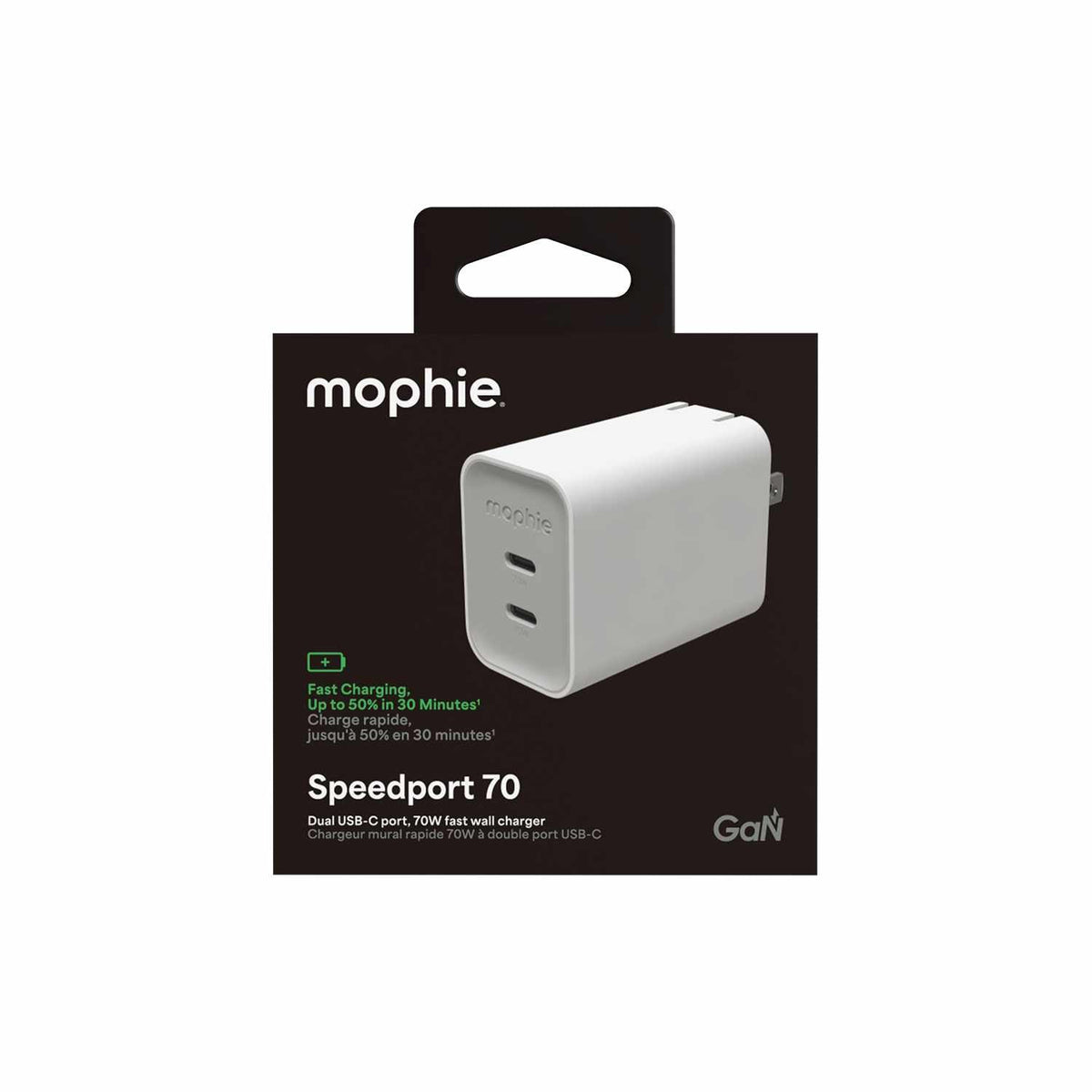 mophie Wall Charger 70W PD 2-Port USB-C White