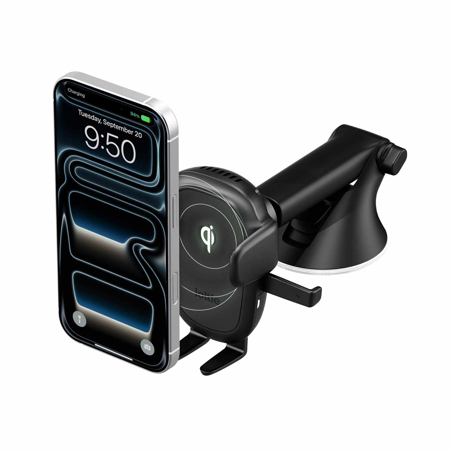 iOttie Easy One Touch Wireless 3 Fast Charging Universal Dash and Windshield Mount Black