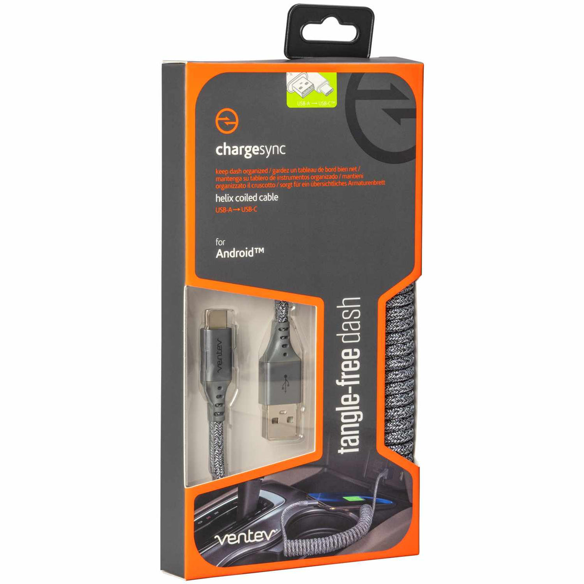 Ventev USB-A to USB-C 1 ft Cable Grey