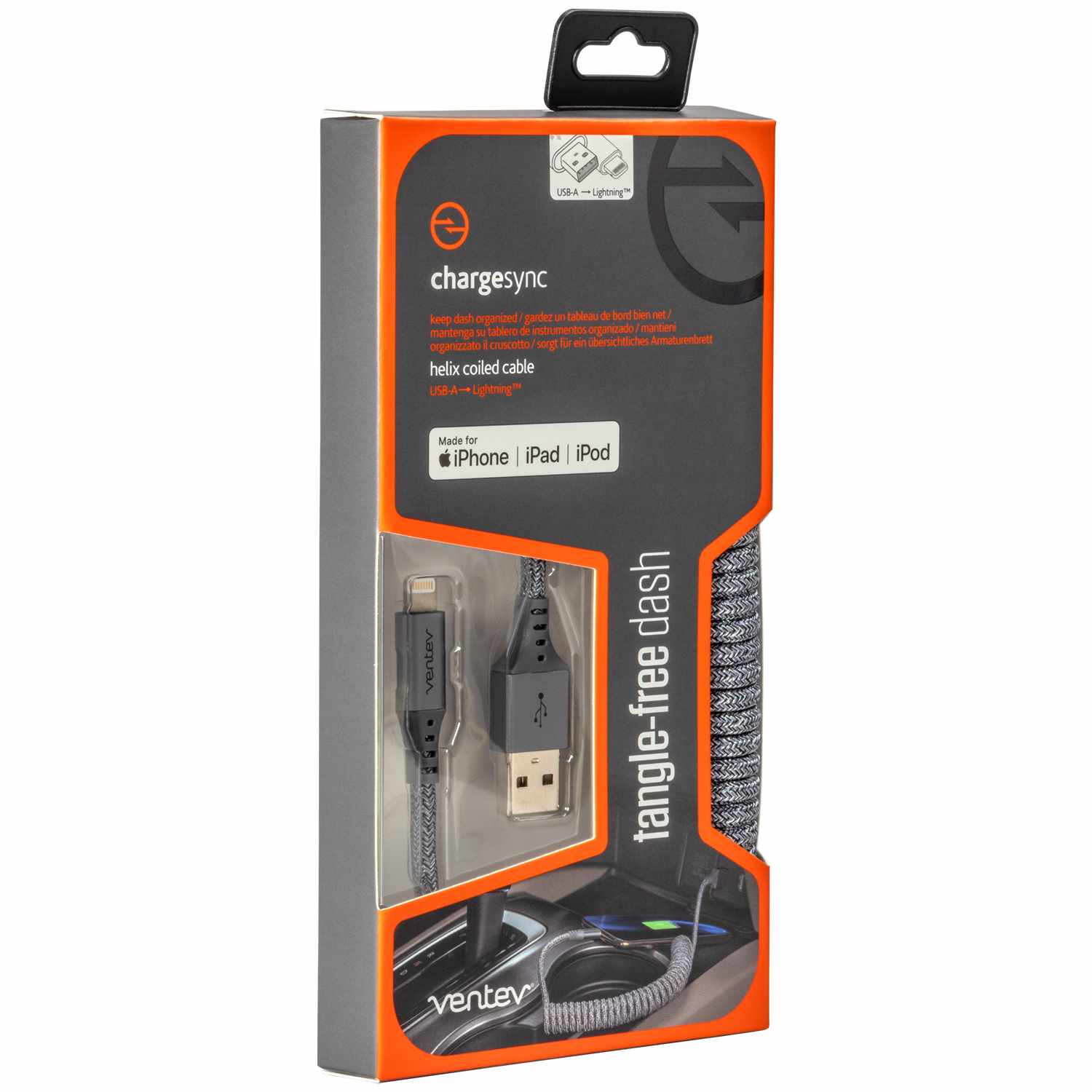 Ventev USB-A to Lightning 1 ft Cable Grey