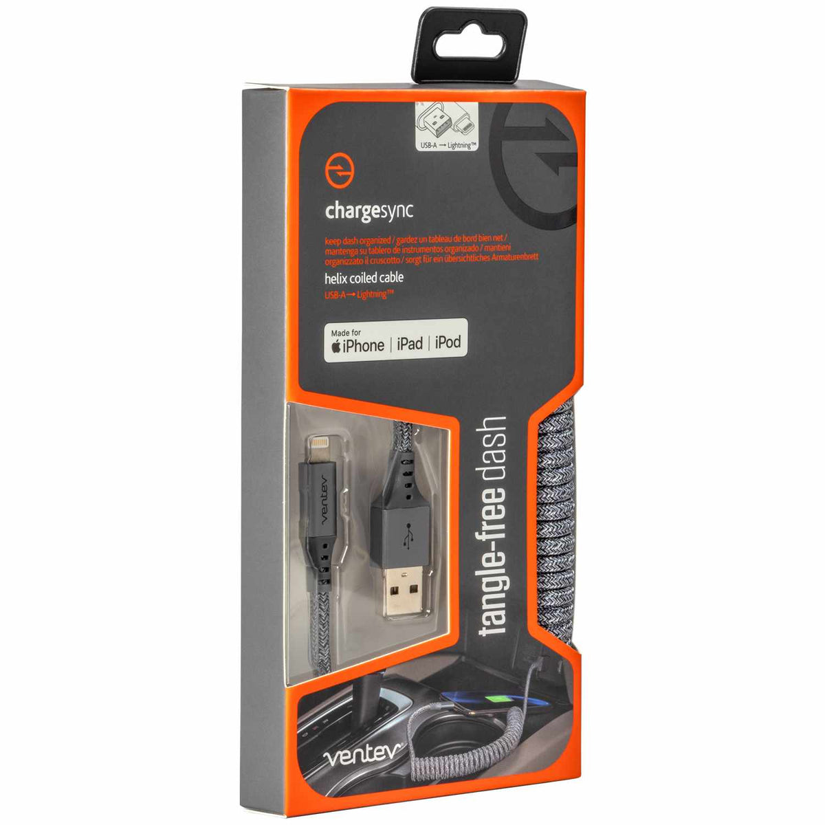 Ventev USB-A to Lightning 1 ft Cable Grey