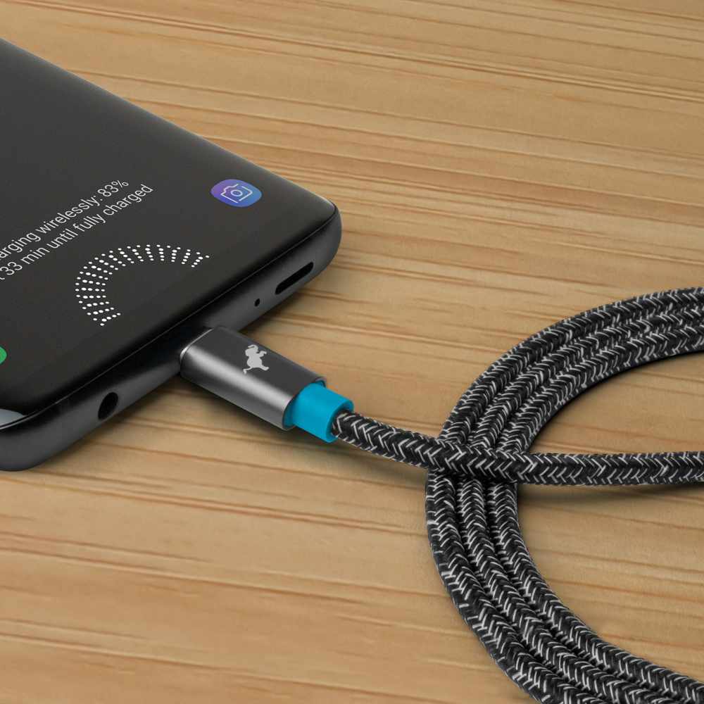 Nimble USB-C to USB-C 3 ft Braided Cable Grey