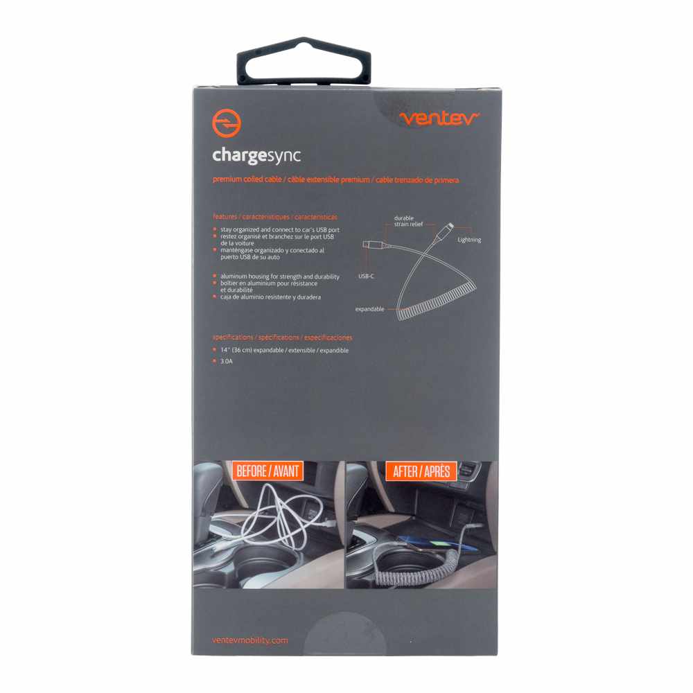 Ventev USB-C to Lightning 3 ft Cable Grey