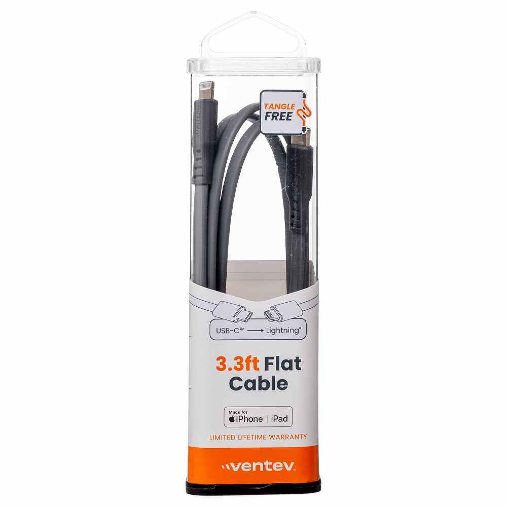 Ventev USB-C to Lightning 3.3 ft Cable Grey