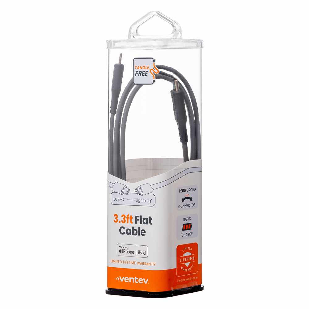 Ventev USB-C to Lightning 3.3 ft Cable Grey