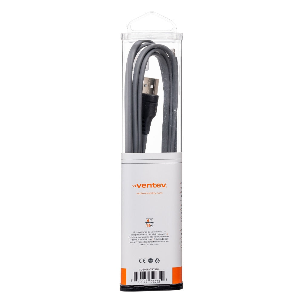 Ventev USB-A to Lightning 6 ft Cable Grey