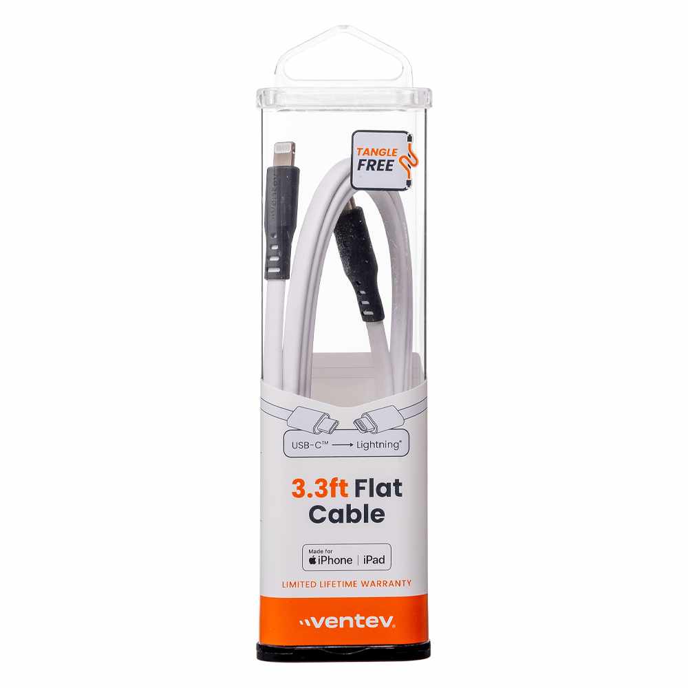 Ventev USB-C to Lightning 3 ft Cable White