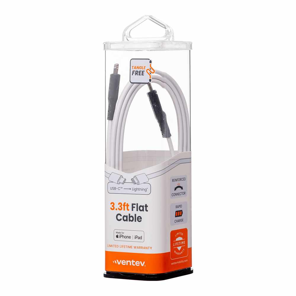 Ventev USB-C to Lightning 3 ft Cable White
