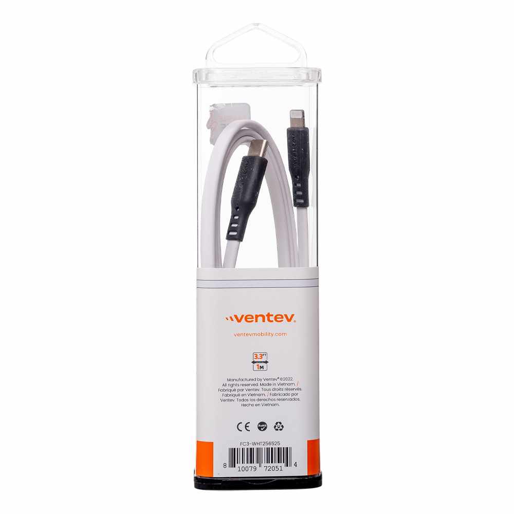 Ventev USB-C to Lightning 3 ft Cable White