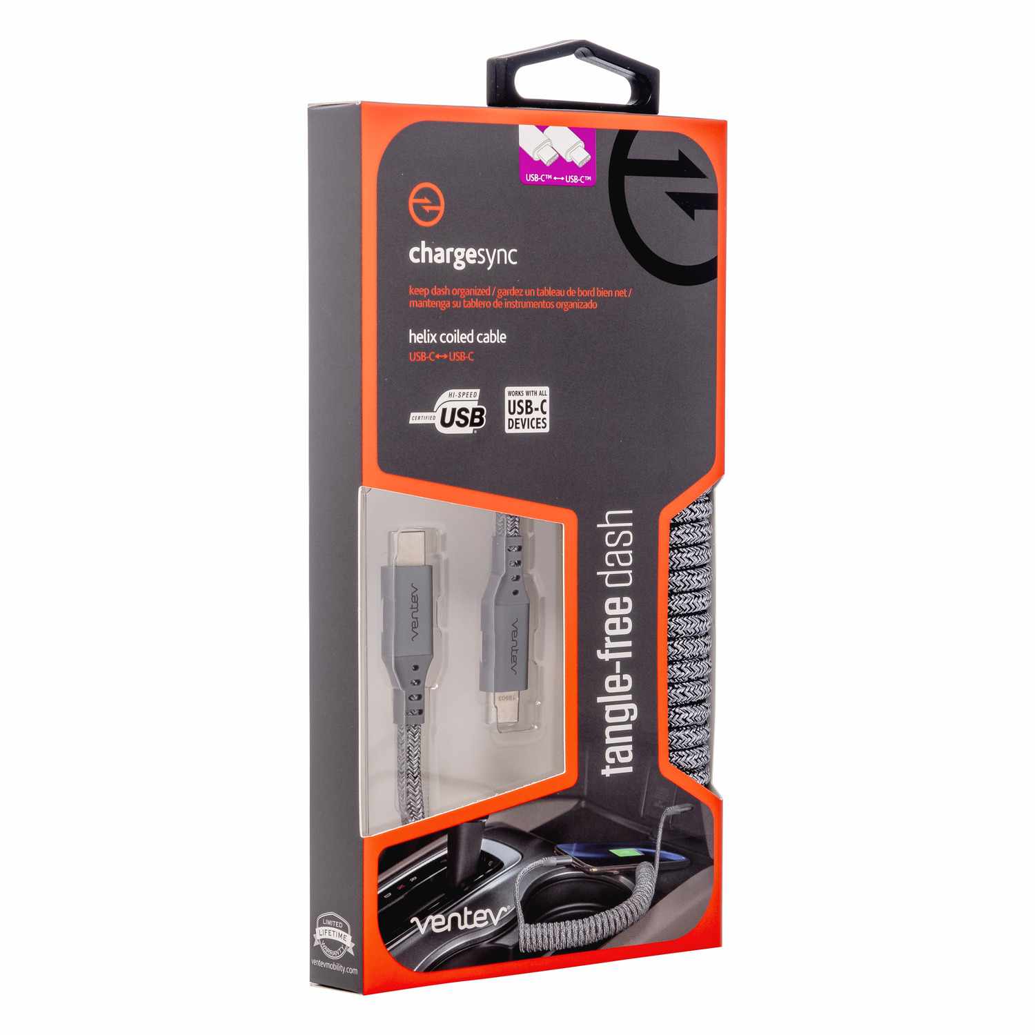 Ventev USB-C to USB-C 3 ft Cable Grey