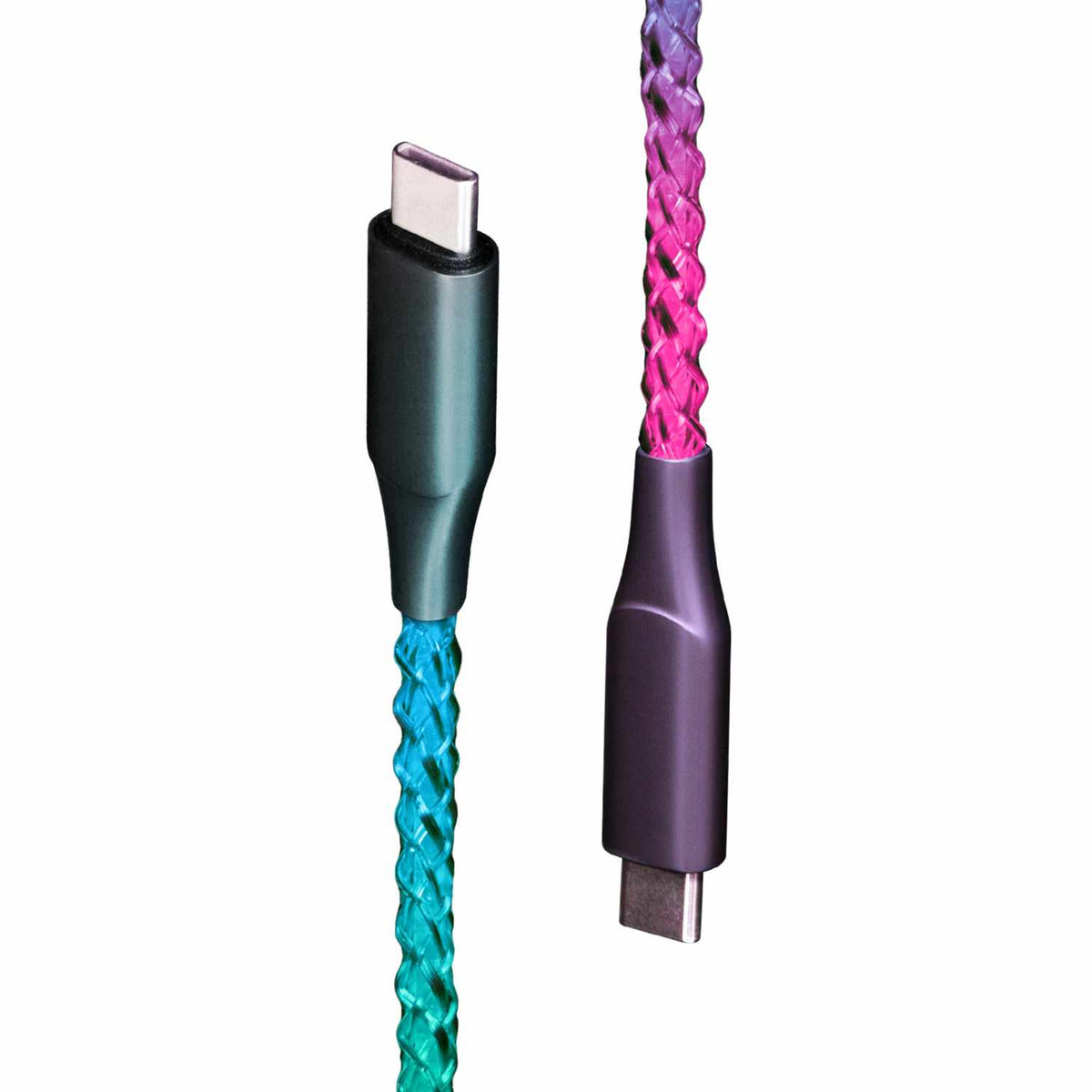 Helix/Retrak Lucid Charge LED USB-C to USB-C Cable 3.2 ft Multi-Color
