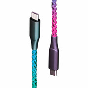 Helix/Retrak Lucid Charge LED USB-C to USB-C Cable 3.2 ft Multi-Color