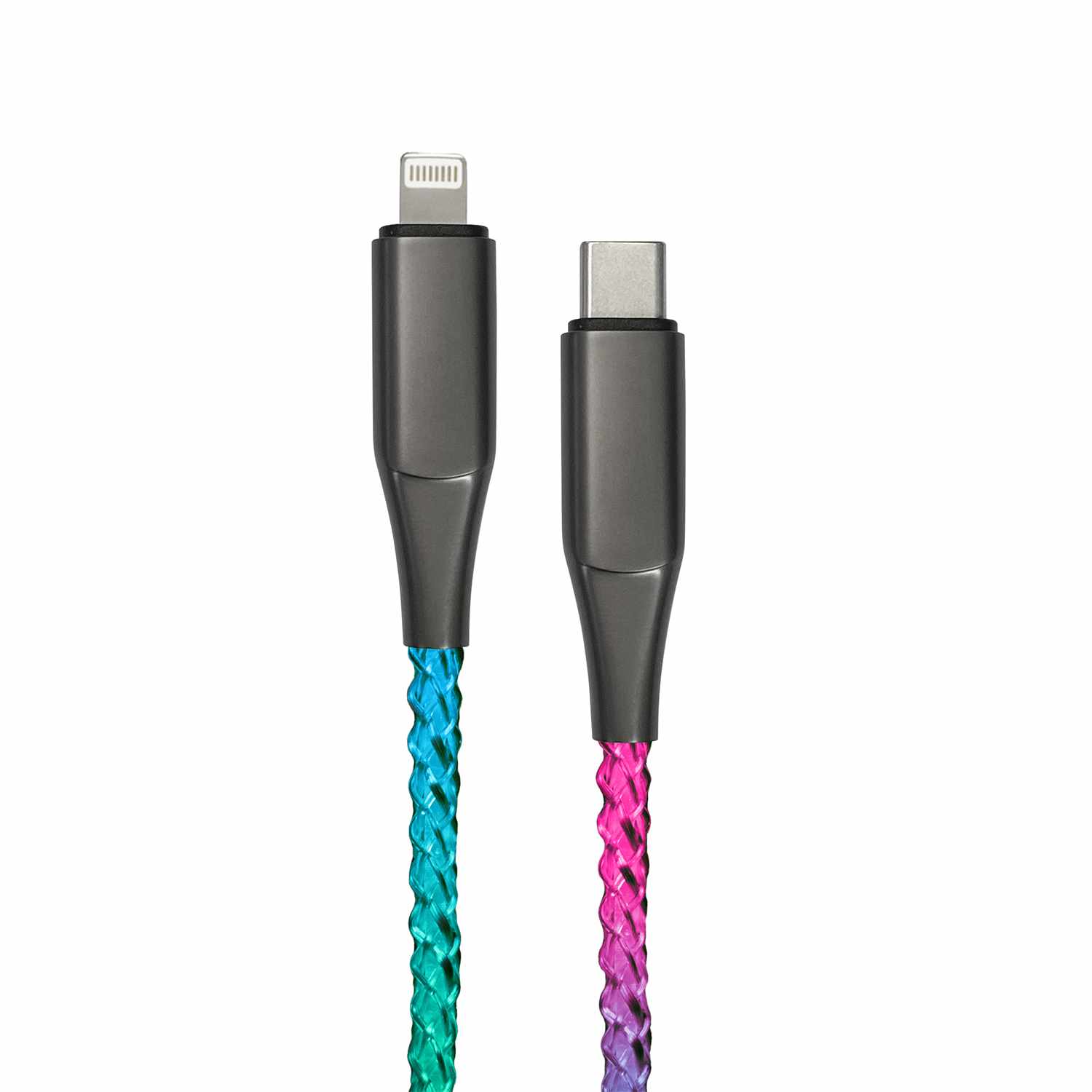 Helix/Retrak Lucid Charge LED 6' USB-C to Lightning Cable Translucent Clear