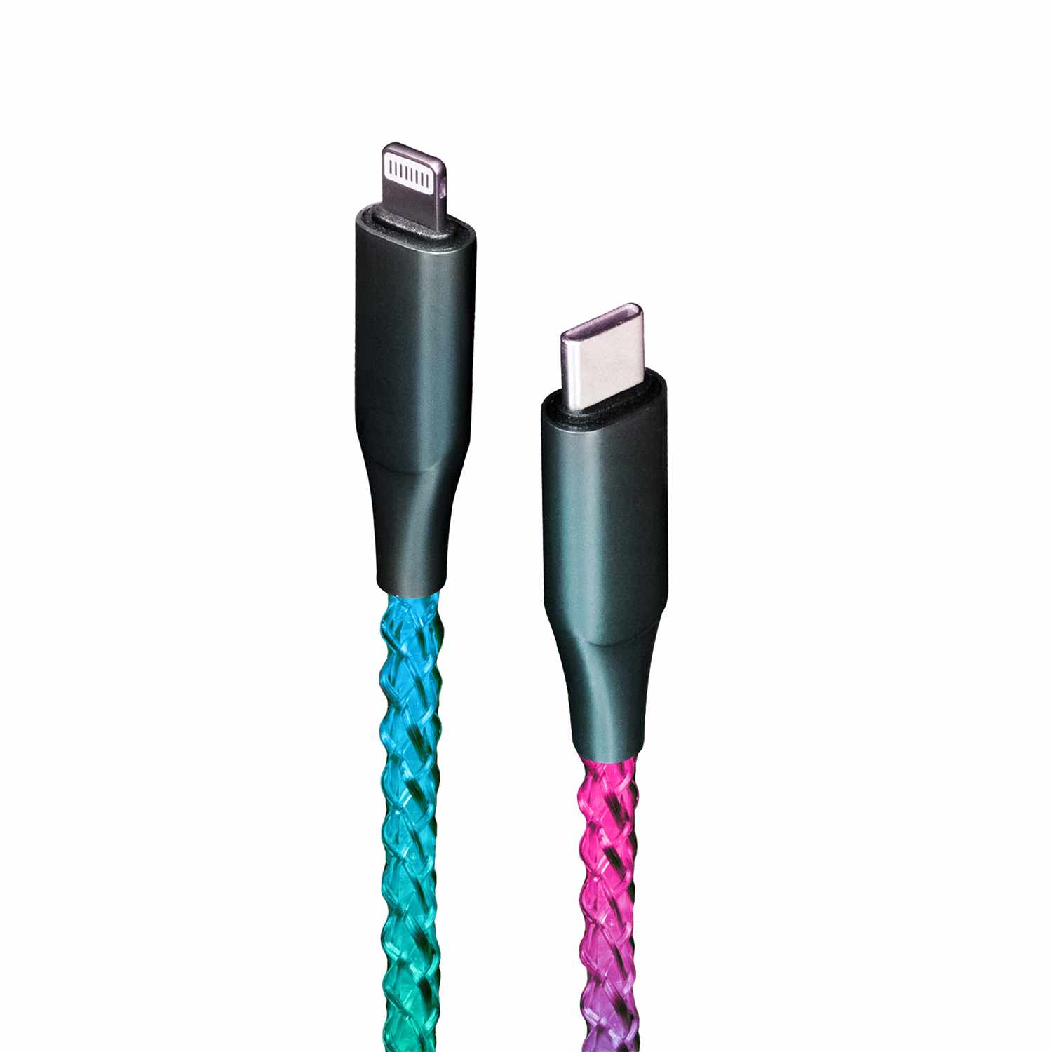 Helix/Retrak Lucid Charge LED 6' USB-C to Lightning Cable Translucent Clear