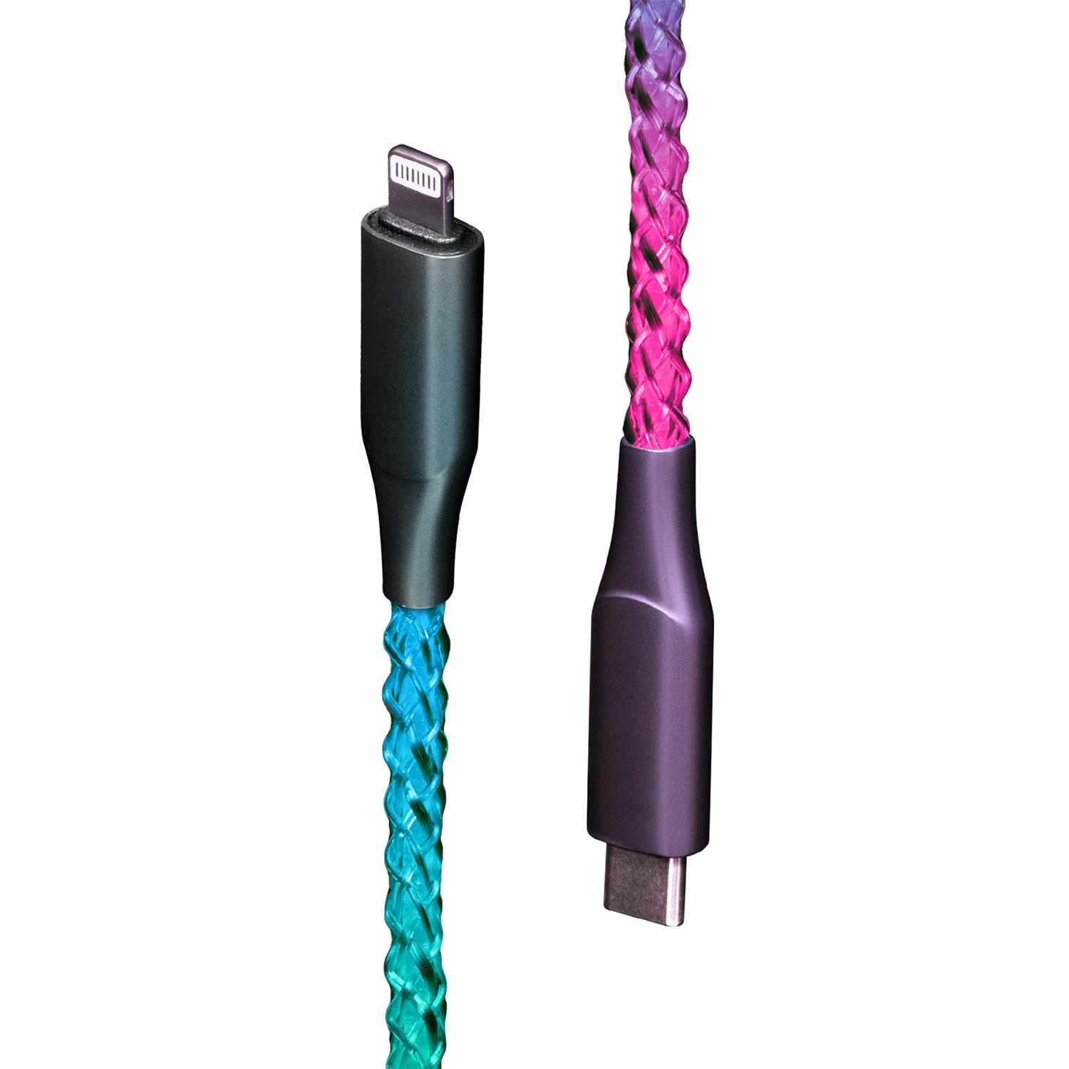 Helix/Retrak Lucid Charge LED 6' USB-C to Lightning Cable Translucent Clear