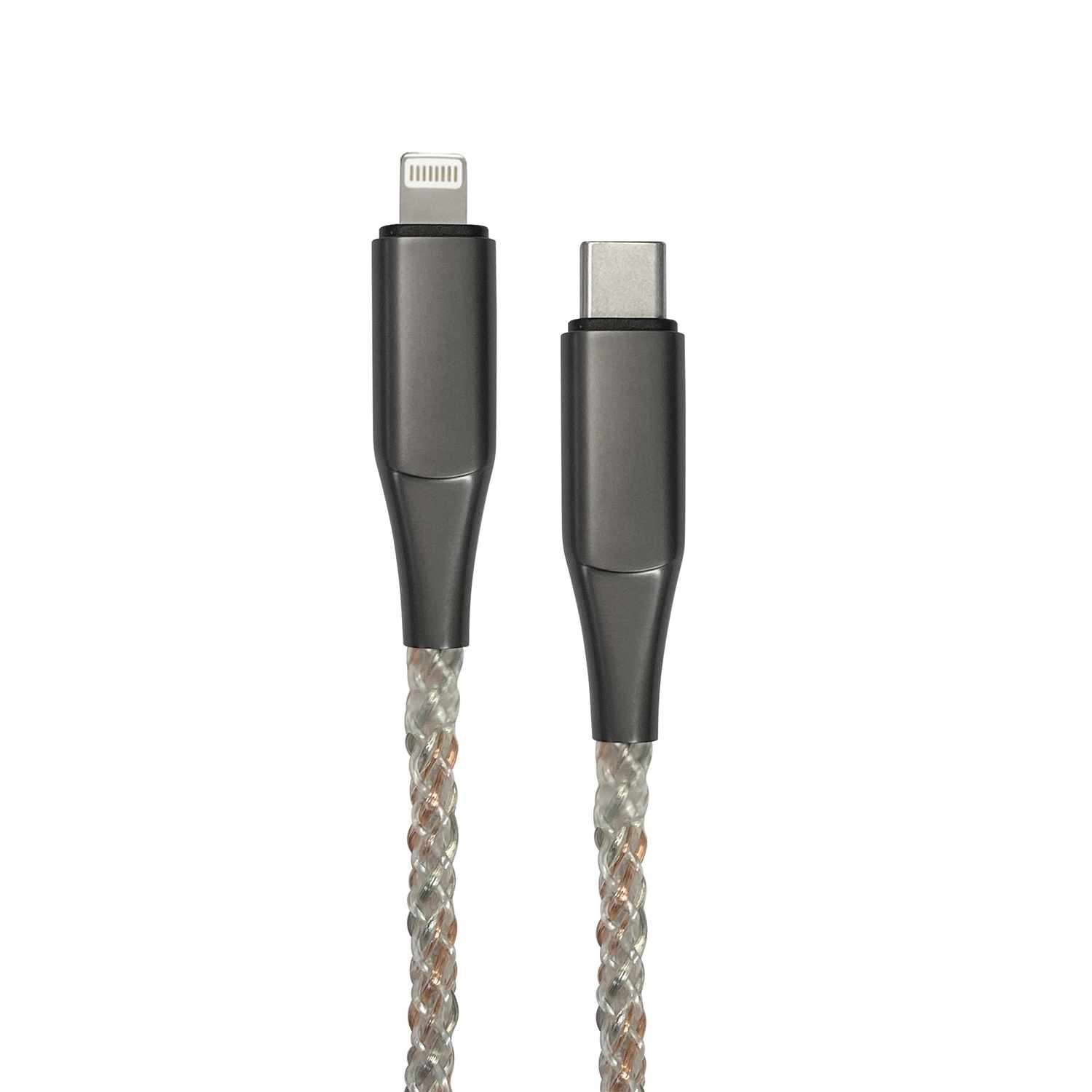 Helix/Retrak Lucid Charge LED 6' USB-C to Lightning Cable Translucent Clear