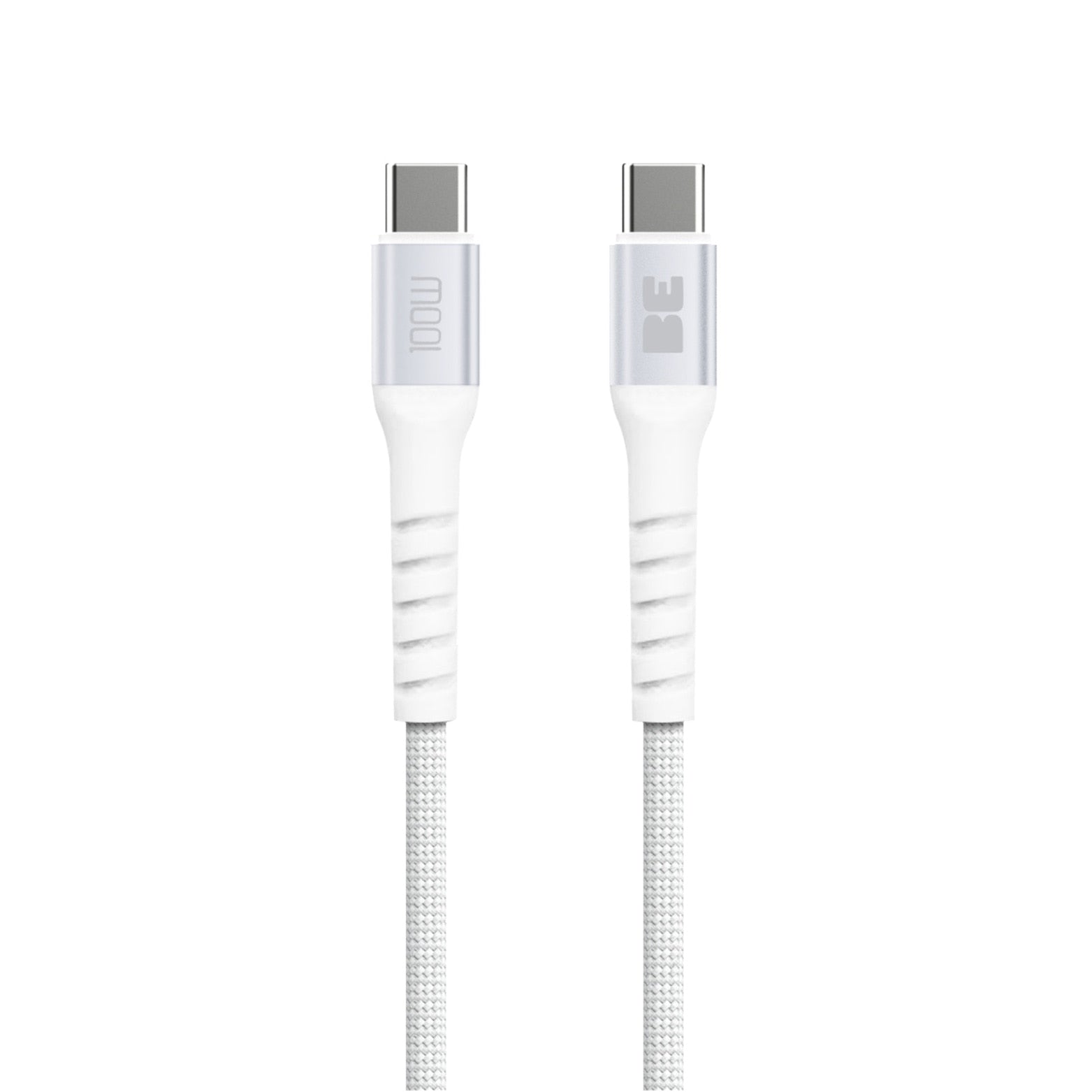 Blu Element USB-C to USB-C 6 ft 100W+ Braided Cable White