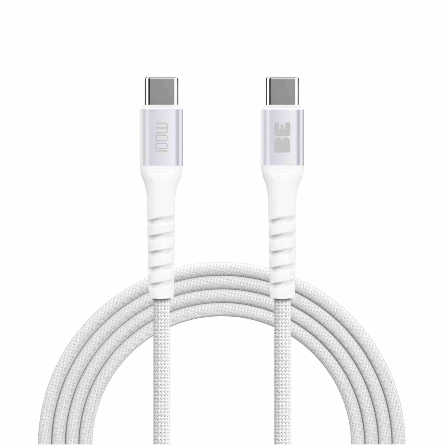 Blu Element USB-C to USB-C 6 ft 100W+ Braided Cable White
