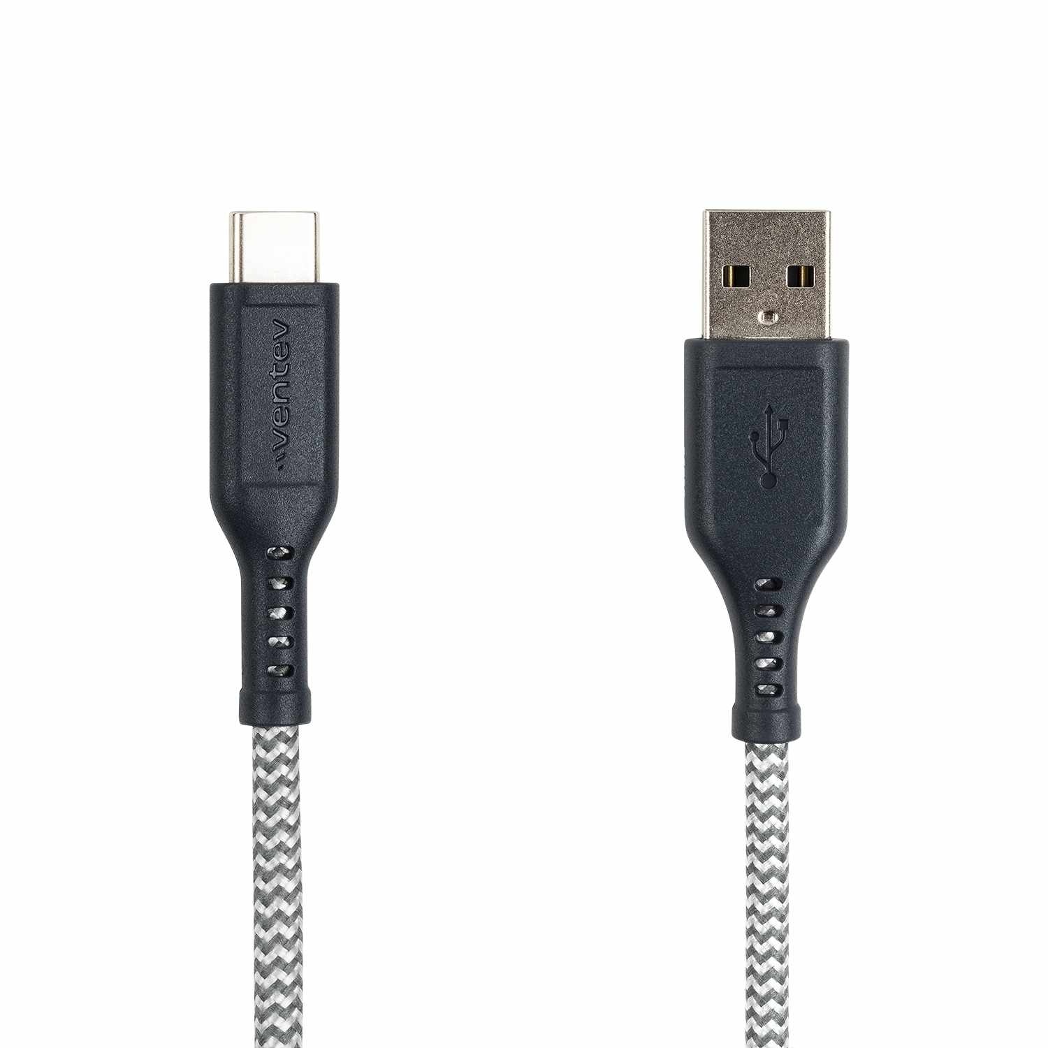 Ventev USB-A to USB-C 6 ft Braided Cable Grey