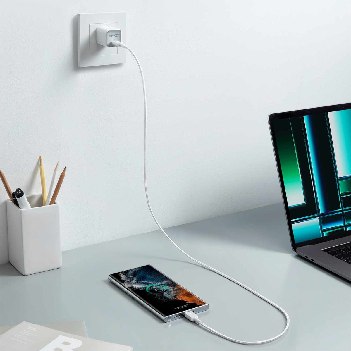 Anker USB-C to USB-C 3 ft Cable White