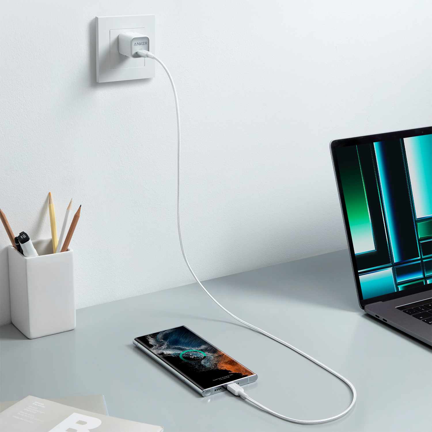 Anker USB-C to USB-C 3 ft Cable White