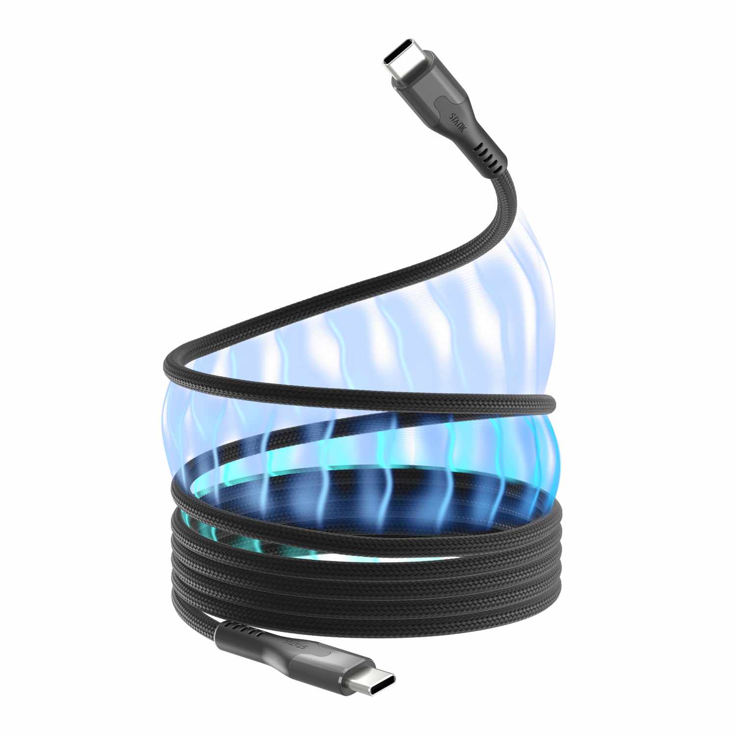 Blu Element SelfCoil Magnetic Cable USB-C to USB-C 6 ft Black