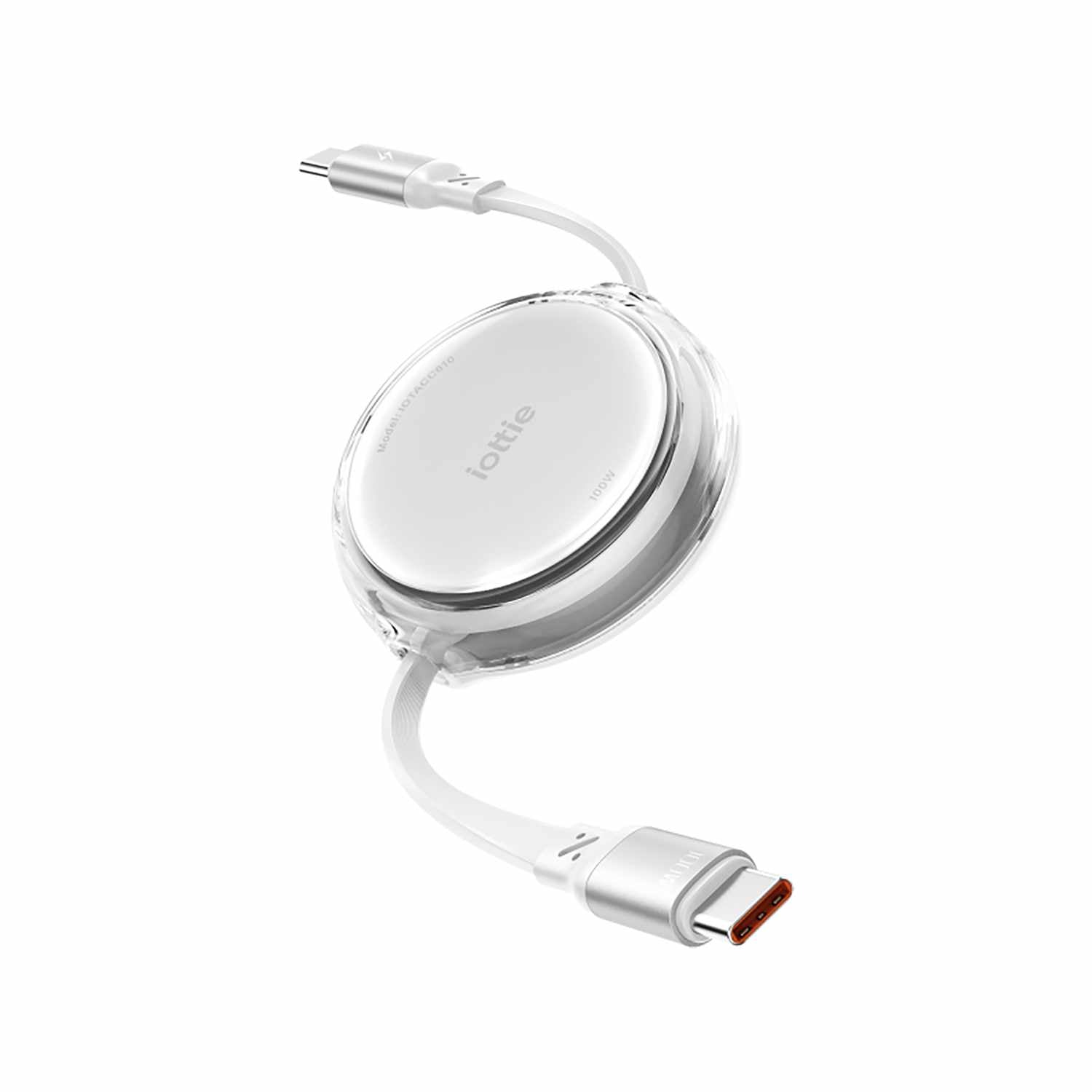 iOttie Retractable Cable 100W USB-C to USB-C (set of 2) 3 ft White