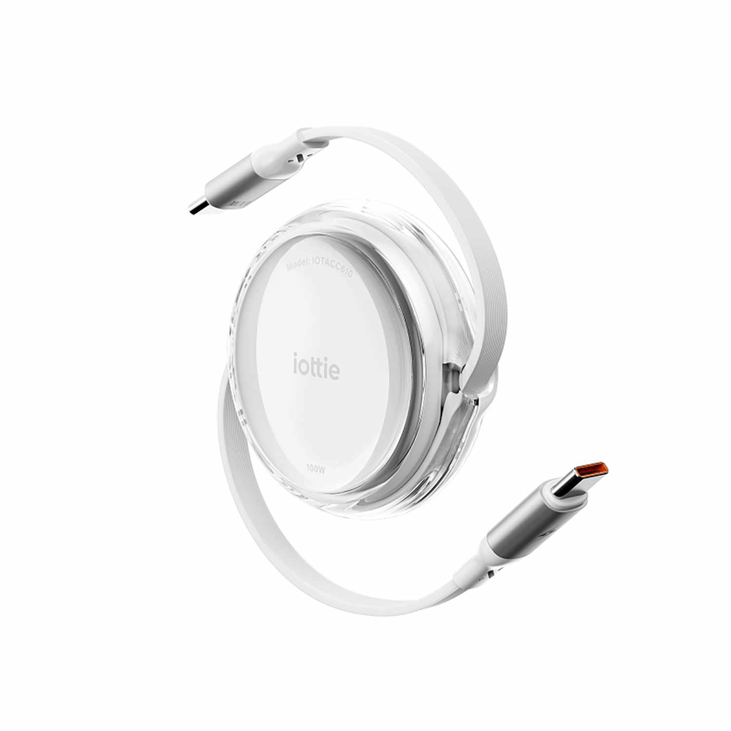 iOttie Retractable Cable 100W USB-C to USB-C (set of 2) 3 ft White